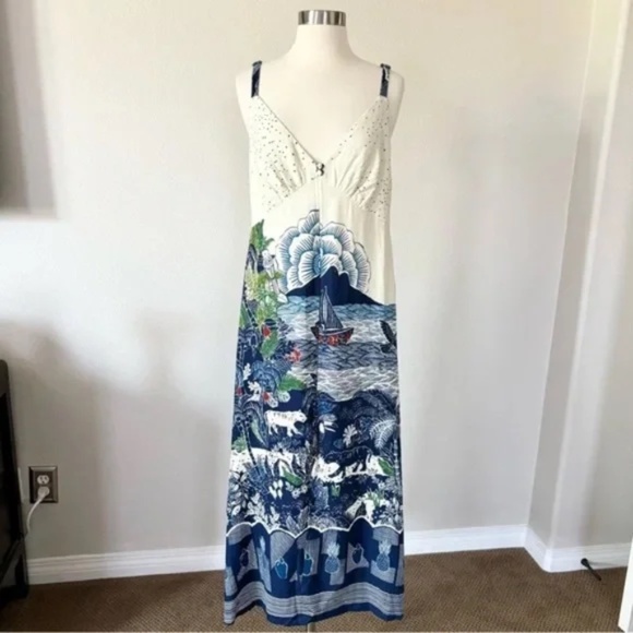 FARM Rio Blue and White Midi Dress - Picture 3 of 13